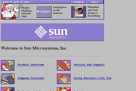 Sun Microsystems website in 1994