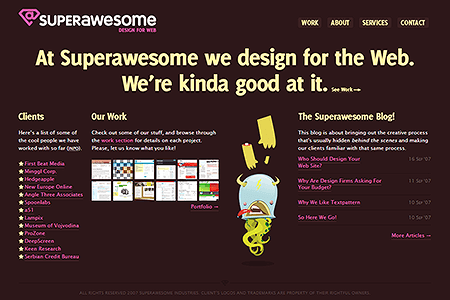 Superawesome website in 2007