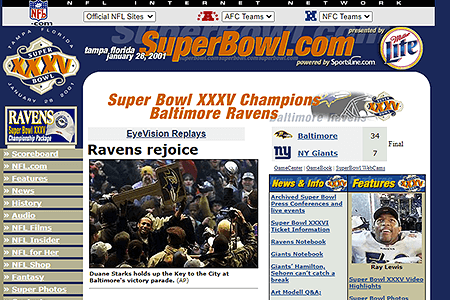 SuperBowl.com website in 2001