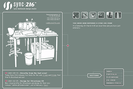 Sync 216 website in 2001