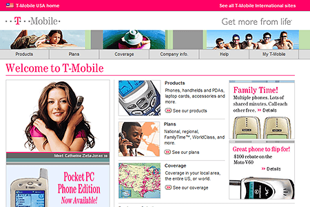 T-Mobile website in 2002