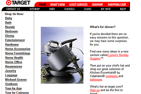 Target website in 2000