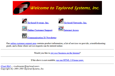 Taylored Systems website in 1995