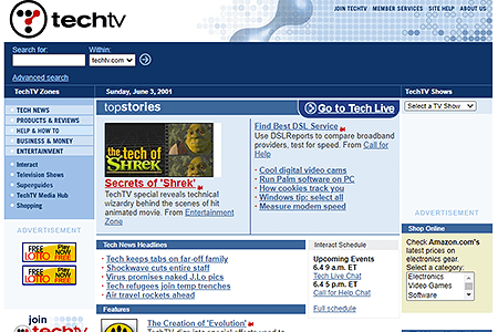 TechTV website in 2001