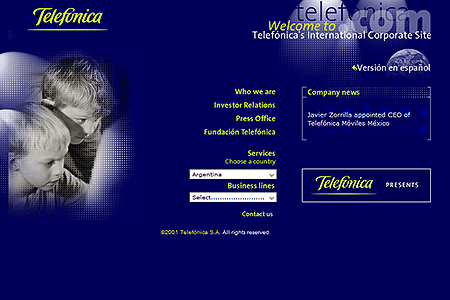 Telefonica website in 2001