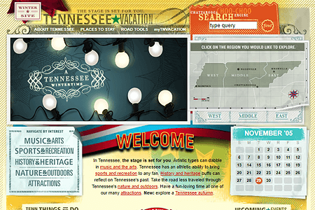 Tennessee Vacation website in 2005