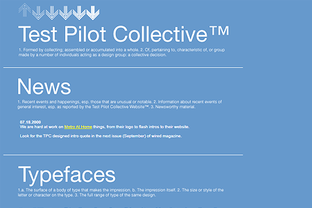 Test Pilot Collective website in 2000