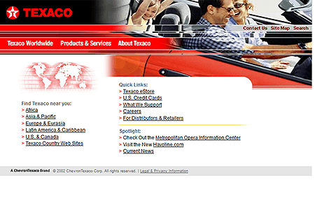 Texaco website in 2003