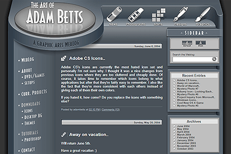 The Art of Adam Betts website in 2004