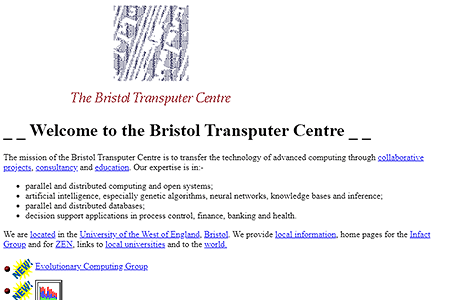 The Bristol Transputer Centre website in 1994