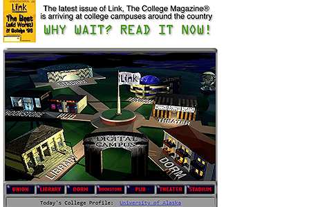 Link, The College Magazine website in 1996