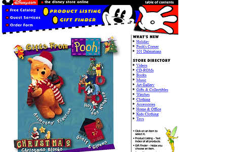 The Disney Store website in 1996