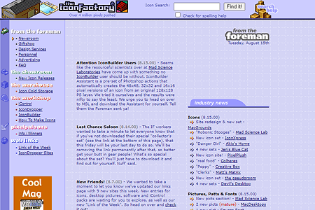 The Iconfactory website in 2000