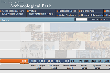 The Jerusalem Archaeological Park flash website in 2001