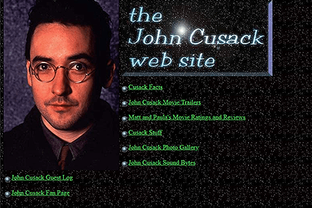 John Cusack website in 1996