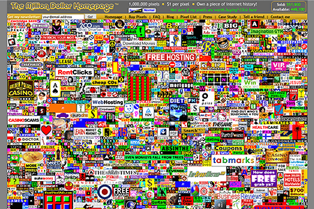 Million Dollar Homepage website in 2005