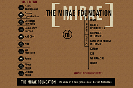 The Mirae Foundation website in 1997