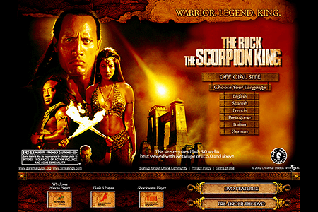 The Scorpion King flash website in 2002