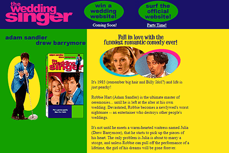 The Wedding Singer website in 1998