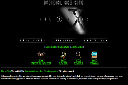 The X-Files website in 1996