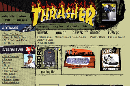 Thrasher Magazine website in 2001
