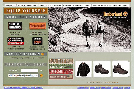 Timberland website in 2001