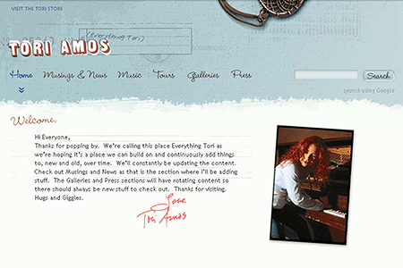 Tori Amos website in 2005