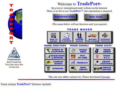 TradePort website in 1995