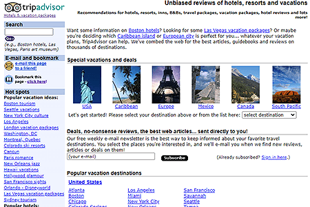TripAdvisor website in 2002