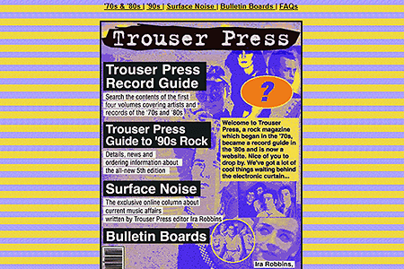 Trouser Press website in 1997