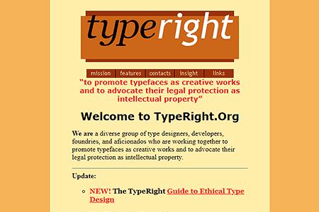 TypeRight website in 1998