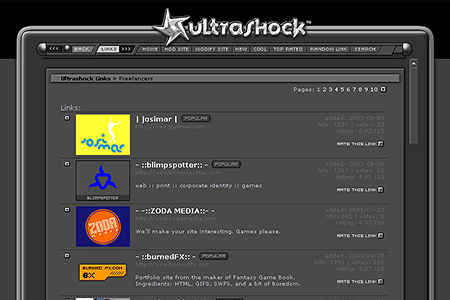 Ultrashock website in 2002