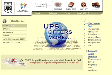 UPS website in 1997