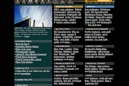 Urban75 website in 2001