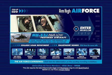 US Air Force flash website in 2000