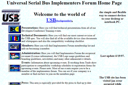 USB website in 1997