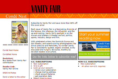 Vanity Fair website in 2000