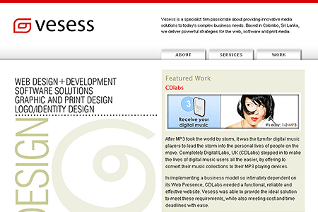 Vesess website in 2005