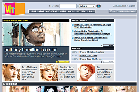 VH1 website in 2003