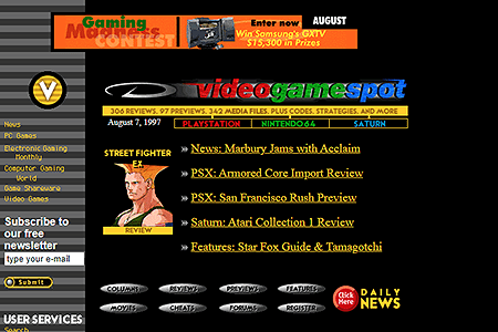 VideoGameSpot website in 1997