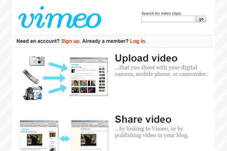 Vimeo website in 2005