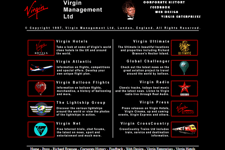 Virgin website in 1997