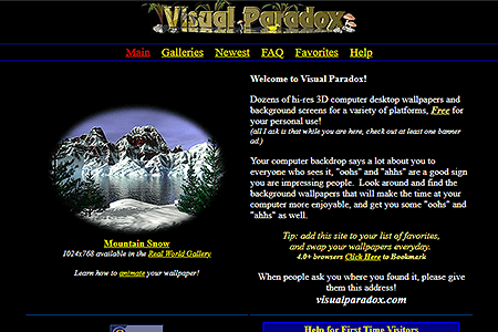 Visual Paradox website in 1999
