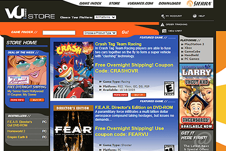 Vivendi Universal Games Store website in 2005