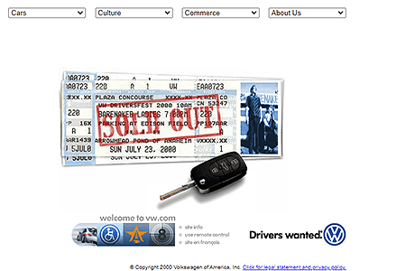 Volkswagen website in 2000