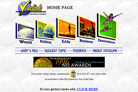 Votelink website in 1996