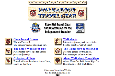 Walkabout Travel Gear website in 1996