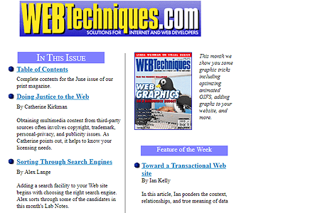 Web Techniques website in 1997