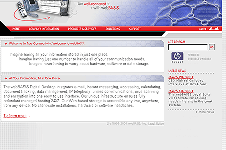 webBASIS website in 2001