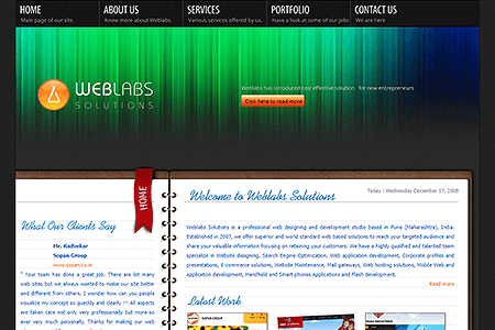 Weblabs Solutions website in 2008